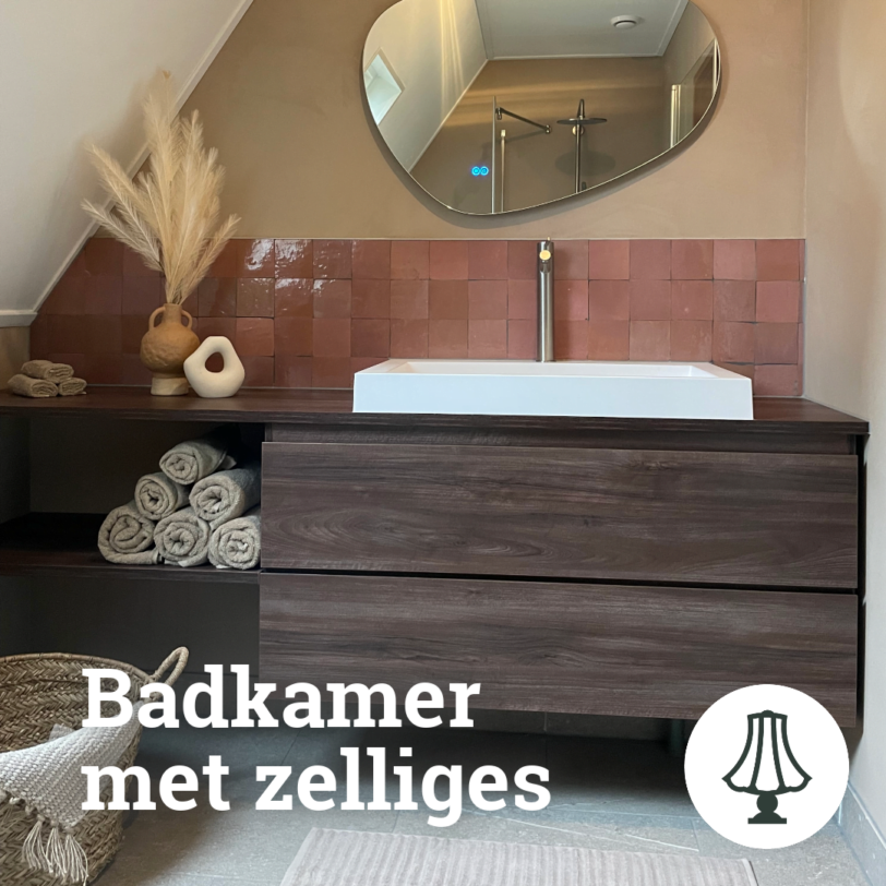 Badkamer - Poederroze zelliges - dehuischkamer.nl