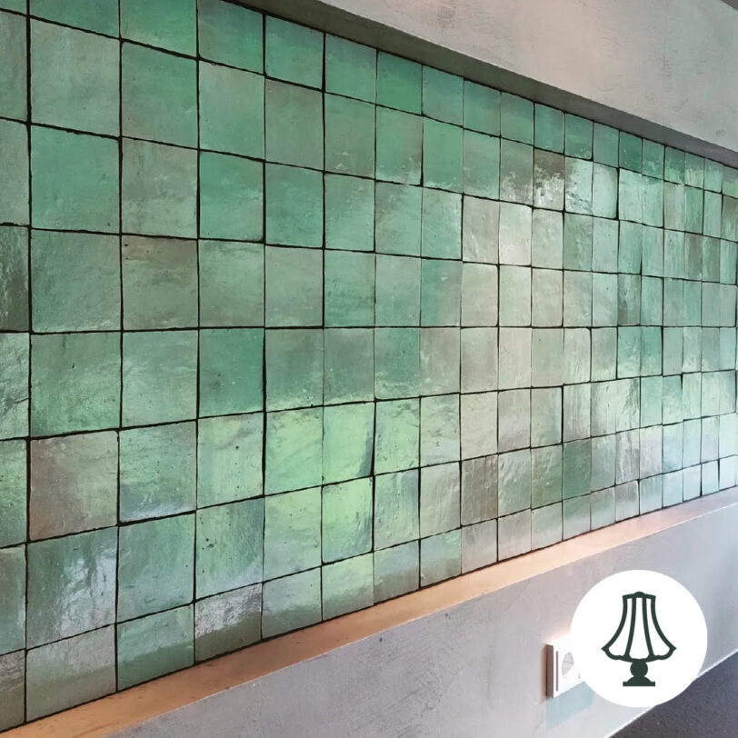 Aquagroene zelliges 10x10 vierkant - dehuischkamer.nl