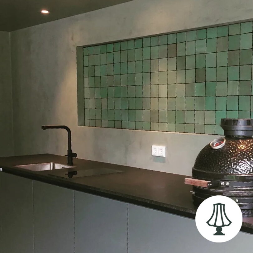 Aquagroene zelliges 10x10 vierkant - dehuischkamer.nl